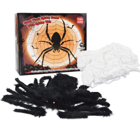 50in Halloween Spider Large Light Up Spider with Web Realistic Spider Electronic Scary Halloween Decorations Props