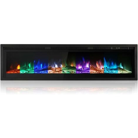 MC HAUS 40inch/102cm Insert de cheminée électrique mural autonome en métal avec télécommande à flamme colorée avec cristal, 900W/1800W