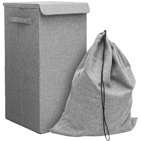 50L Cesta Ropa Sucia con Tapa y Bolsa 30x30x60 Canasta Ropa Sucia Plegable Gris
