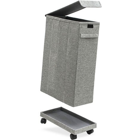 DUNEDESIGN 50L Cesto Ropa Sucia con Tapa y Ruedas - 20x40x60 Canasta Lavandería Estrecho