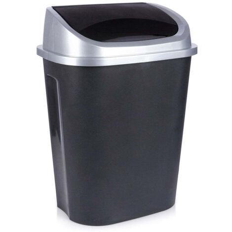 50l dustbin with swivel lid in durable black material