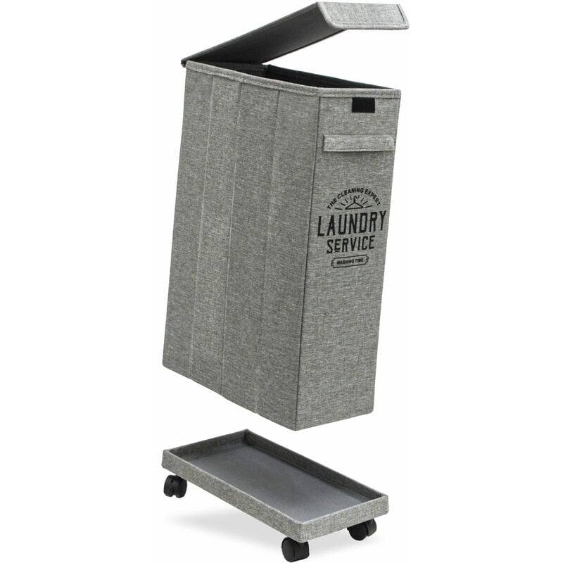 50L Panier à Linge Sale sur Roulettes - 20x40x60 Panier à Linge avec Couvercle
