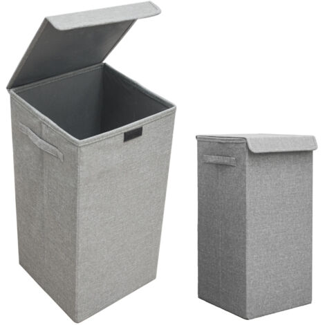 50L XXL Wäschekorb mit Deckel Grau - 30x30x60 Wäschesammler - Wäschebox Faltbar