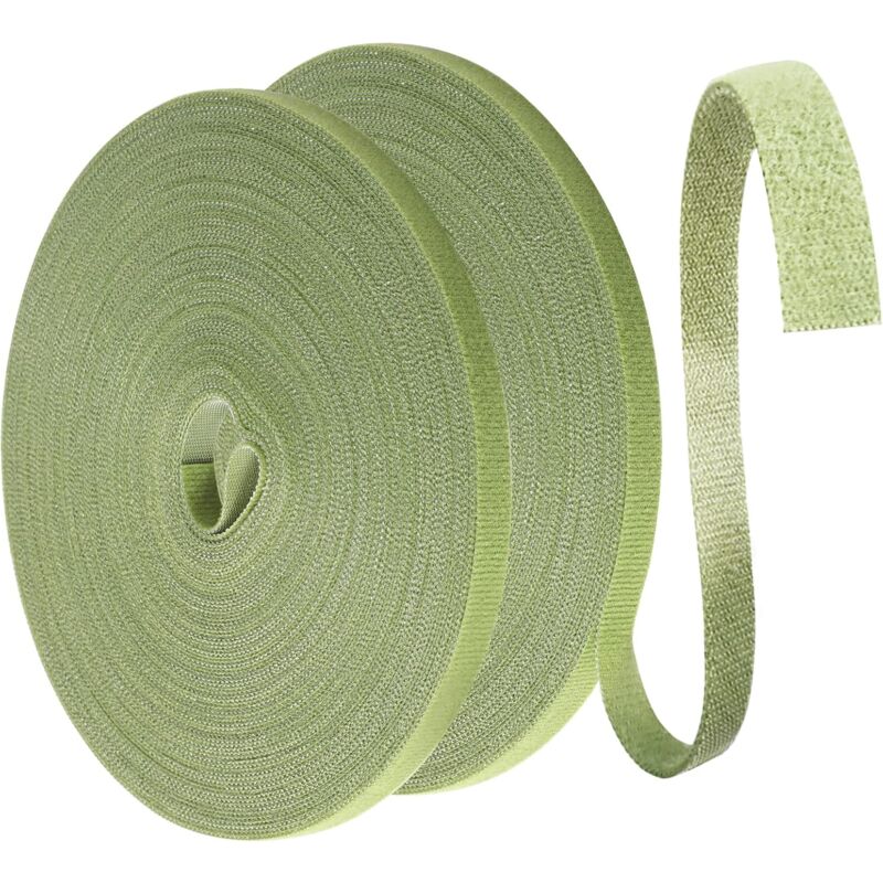 Shining House - 50m Attaches de Jardin pour Plantes, 10mm Vert Gazon Liens de Plantes Bande de Fixation Réutilisable Attache Auto Agrippante