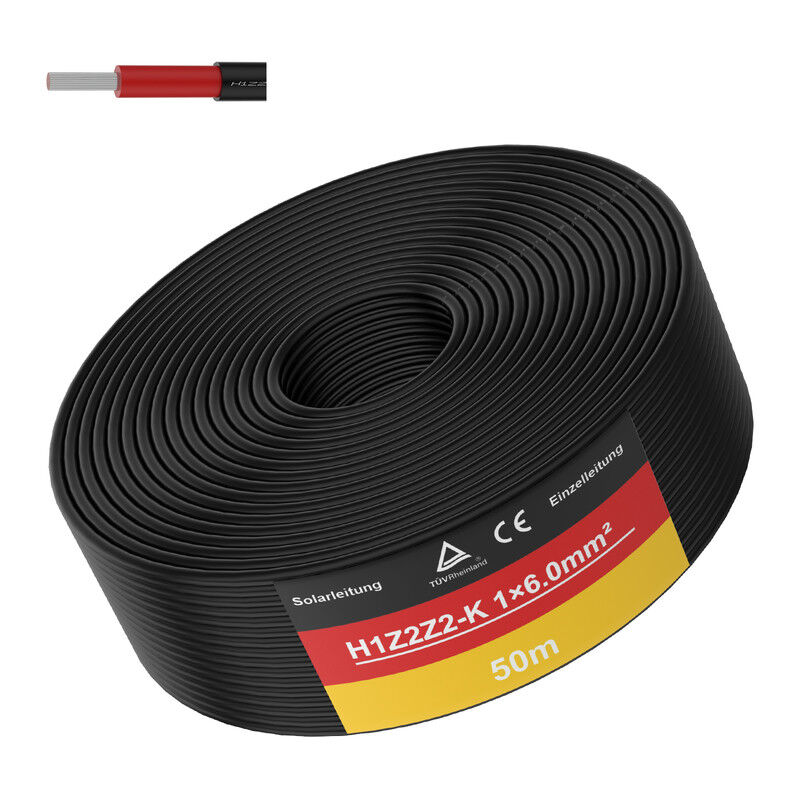 Ohpa - 50M Câble solaire,Ligne d'extension solaire photovoltaïque Cable d'extension de panneau solaire,câble d'extension adaptateur solaire,pour