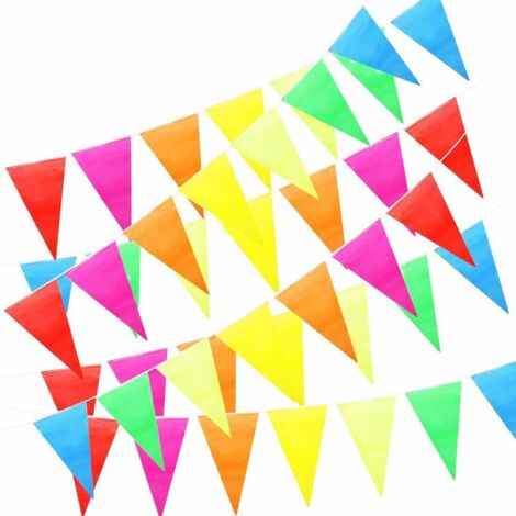 START 50m Fanion Multicolore, Guirlande Fanion Tissu, Bandero Triang, Drapeau Banniere, Fanion Exterieur 100 Pcs