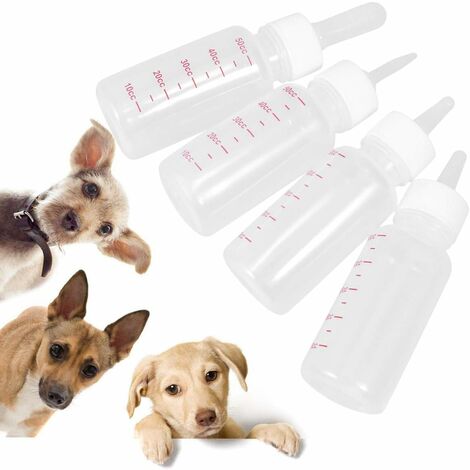 50ml Bouteille de Lait Nouveau-né Chargeur pour Animaux Pratique biberon Animal Hamster Chiot écureuil Chatons Allaitement biberon avec différents mamelons 4pcs -Versailles