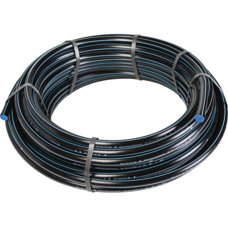 Tube pe aep 16B rlx 25M - Tuyau pe bande bleue 16 bars 25x3.0 couronne 50m