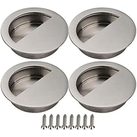 50mm Porte Coulissante Porte Coulissante Placard Poignée Encastrée Poignée de Meuble avec Vis Porte Coulissante Armoire Argent