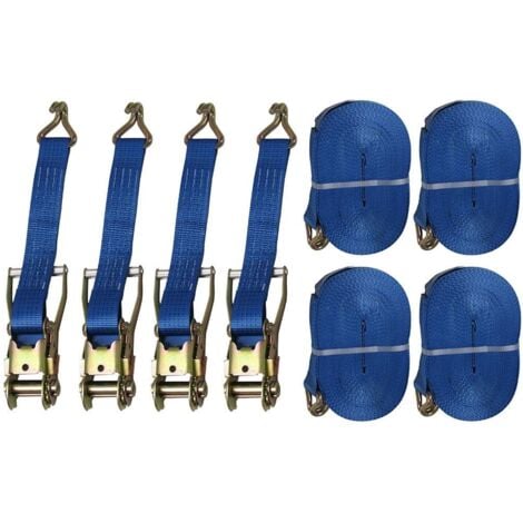 SECUREFIX DIRECT 50MM Ratchet Straps 6 Metre 5 Ton x4 (5000KG 6M Tie Down Lashing Claw J Hook)