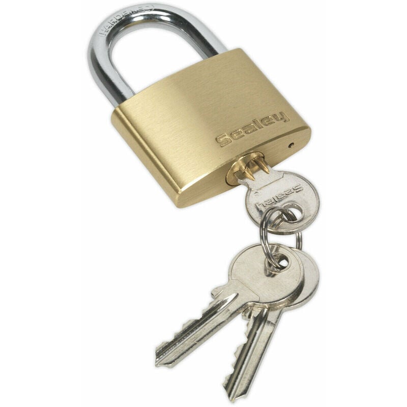 Loops - 50mm Solid Brass Padlock 8mm Hardened Steel Shackle - 3 Keys Security Unit Lock