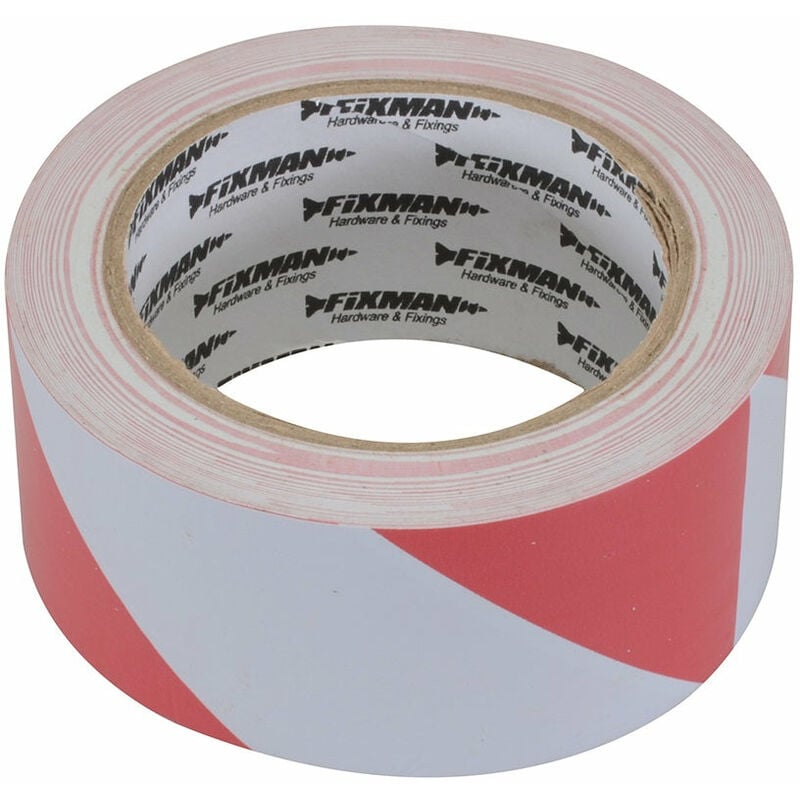 Loops - 50mm x 33m Red White Hazard Tape Adhesive Low Ceiling Lane Marking Safety Roll