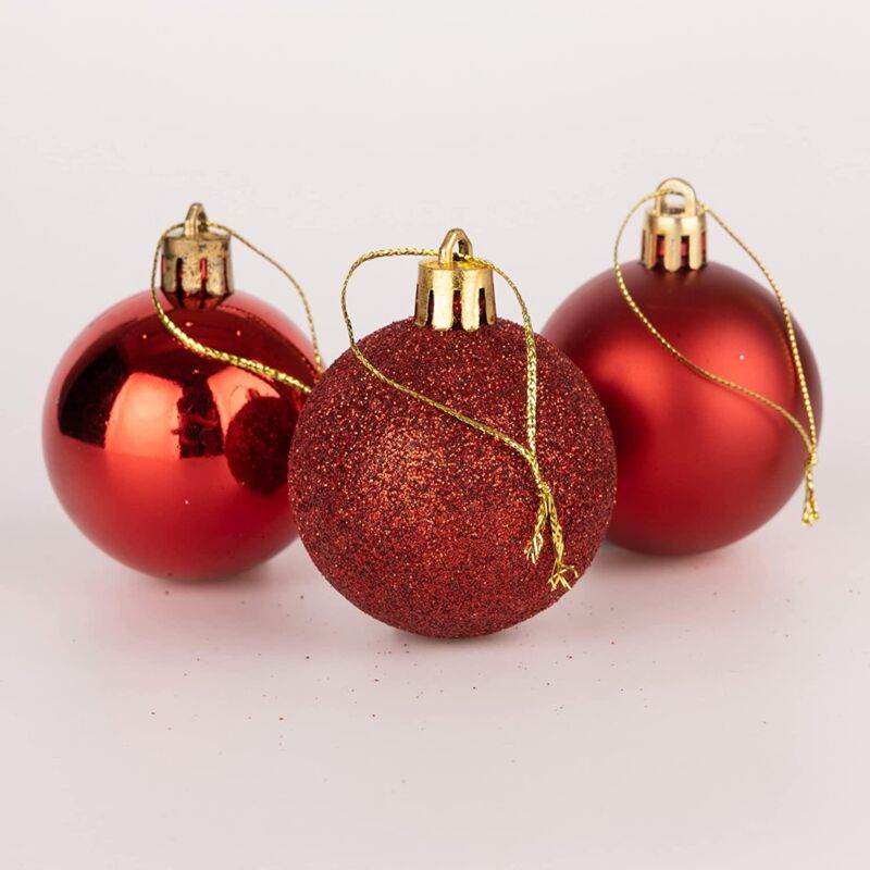 Shatchi - 50mm/9Pcs Christmas Baubles Shatterproof Red,Tree Decorations