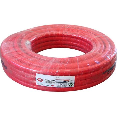 50MT TUBO MULTISTRATO spessore alluminio mm. 0,20 mis. 16x2,0 colore rosso MT 50