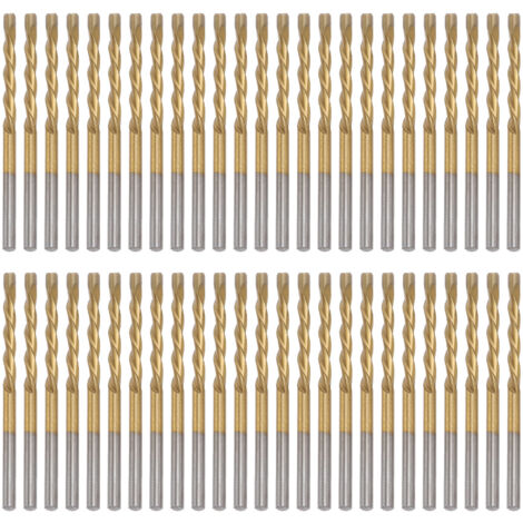 50PCS 1/8 Inch Drill Bits High Speed Steel Spiral Saw Bit Set for Wood and Plastic Cutting Gold