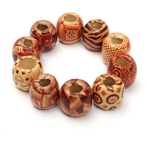 KINGSO 50Pcs 17Mm Mixed Round Wooden Beads Bracelet Necklace Jewelry Creation Diy Hasaki