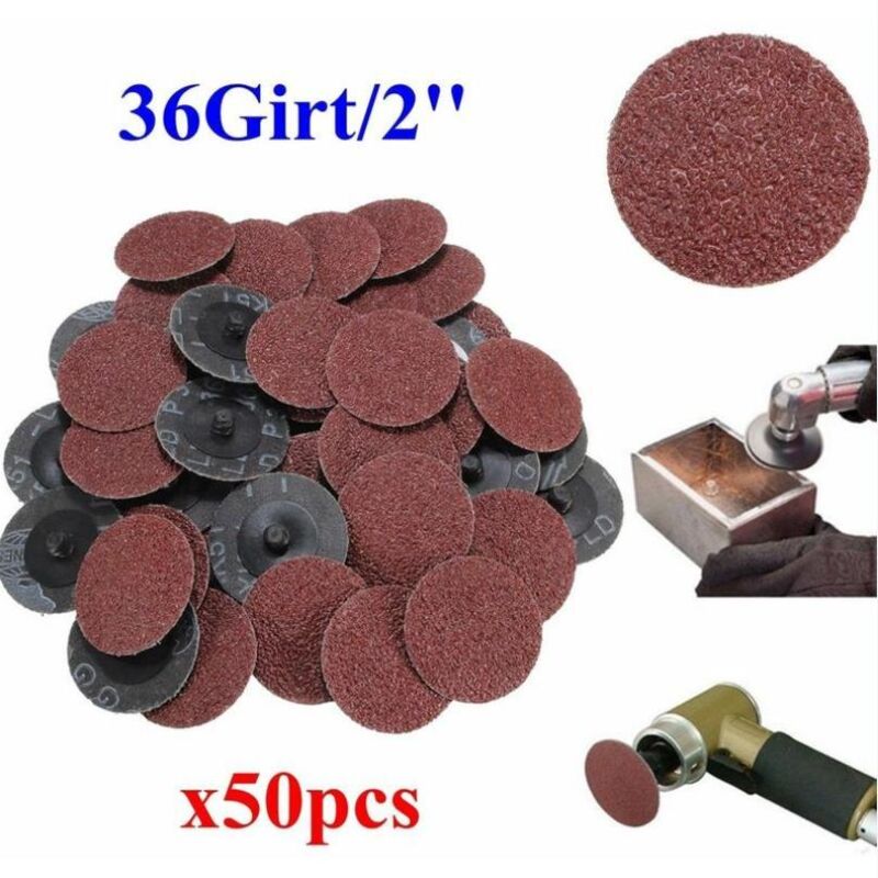 50Pcs 36 Grit 2' Roll verrouillage Ponage disques Type r Roloc Convient pour Abrasif