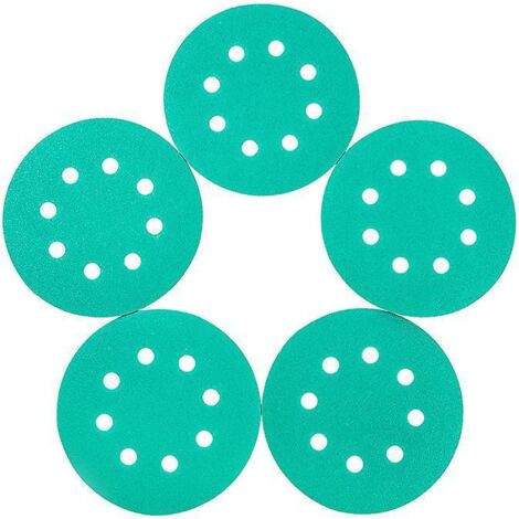 50pcs 5 Pouces Sable Vert Sec Dpoli Morceaux De Papier  8 Trous  125 Mm  Granuls 400  Pour Random Track Ponceuse  Sand Sheets  Sable