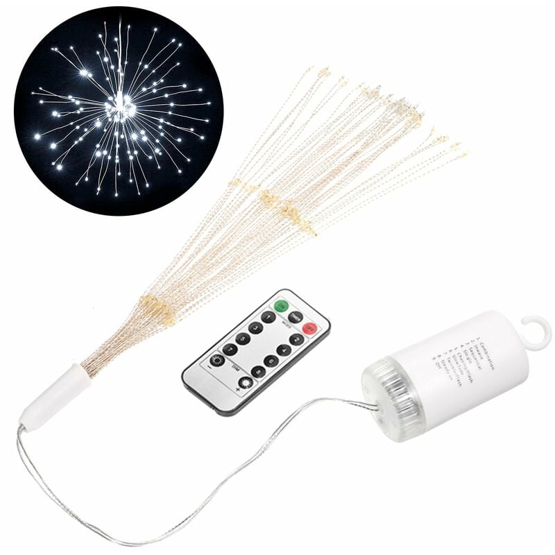 

Cadena de luces navidenas, bateria de la caja de gancho, decoracion de luces al aire libre del jardin,Blanco, 1 paquete