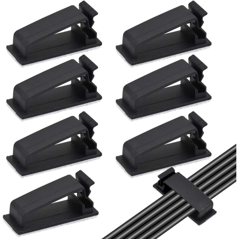 Tinor - 50PCS Black Adhesive Cable Clips, Cable Tidy, Cable Management for Electrical Wire Organizer for Ethernet Cables tv, Charger, Car, pc,