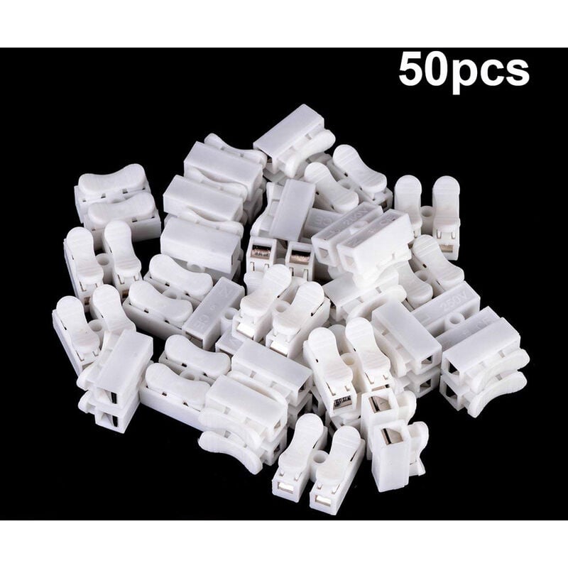 Laoa - 50pcs bornes de connexion de fil rapide CH-2, connecteurs de fil à ressort de qualité supérieure, connecteur de bornier de serrage de cable