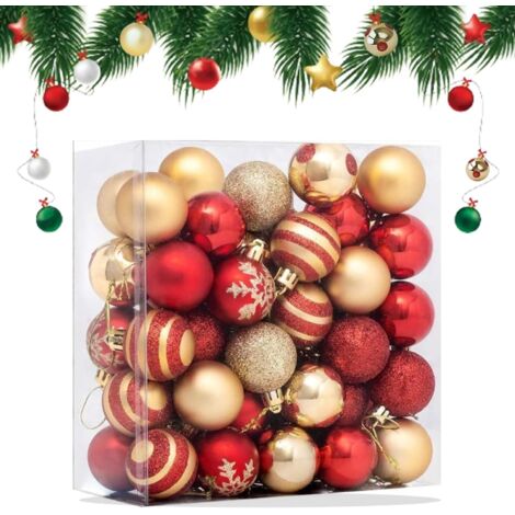 50Pcs Boules de Noël en Plastique 4cm Boules de Noel Decoration Boules Noël Ornements Arbre de Noël Boules Plastique Boule de Sapin Noël Pendentifs Boule de Couleur