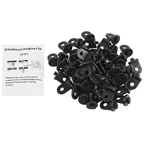 50Pcs Clips Serre de Jardin Crochets Suspendus Clips à Plantes Outil Jardinage Kit Fixation Attache de Plantes Jardin, Black