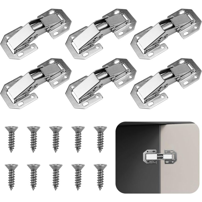 Gotrays - 50Pcs Cupboard Door Hinges Kitchen Door Hinges with Damper, 90 Degree Invisible Hinge for Cupboards, Cabinet Hinges, for Furniture Doors