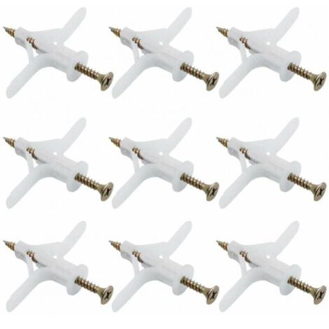 50pcs Drywall Anchor Set, Plastic Expansion Pipe Anchor Kit, Self-Drilling for Aircraft, Used for Most Light Gypsum Walls YMYNY