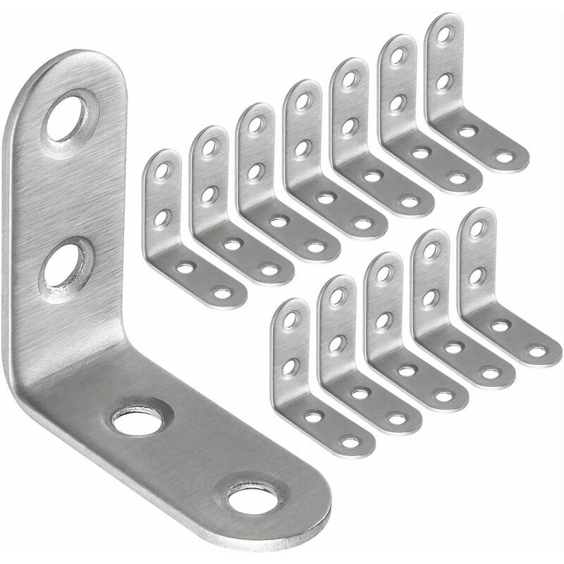 Vuszr - 50pcs Équerre de Fixation Inox 40x40mm, Renforts d'Angle pour la Fixation et la Réparation de Meubles, Renforcer les Joints, Argent