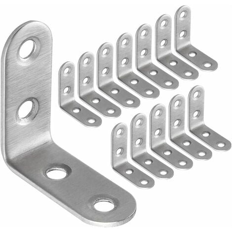 VUSZR 50pcs Équerre de Fixation Inox 40x40mm, Renforts d'Angle pour la Fixation et la Réparation de Meubles, Renforcer les Joints, Argent