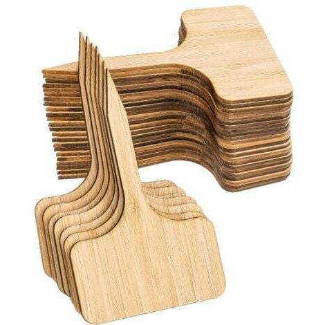 50pcs étiquettes de plantes en bambou, étiquettes de plantes en bois en forme de T marqueurs de jardin pour pots de graines herbes fleurs légumes (6 x 10 cm)