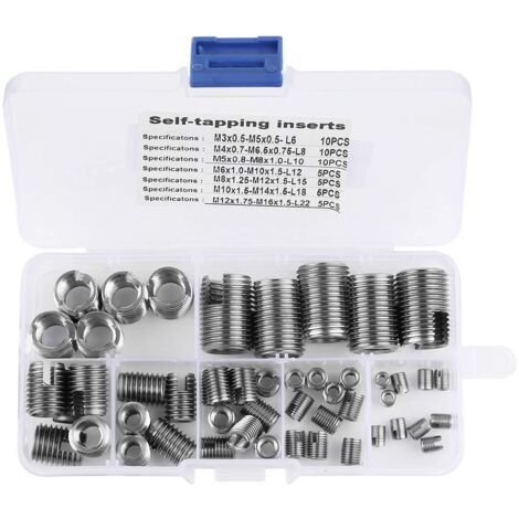 50Pcs Filetage Intérieur En Acier Inoxydable Filetage Auto-Taraudeur Inserts Filetés Renforcer l'Outil De Réparation