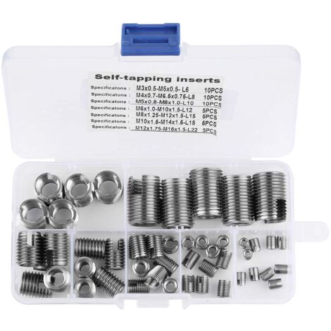 50pcs Gewindeeinsätze 302 Edelstahl Innengewinde Selbstschneidende Gewindeeinsatz Set Gewinde Verstärken Reparierwerkzeug
