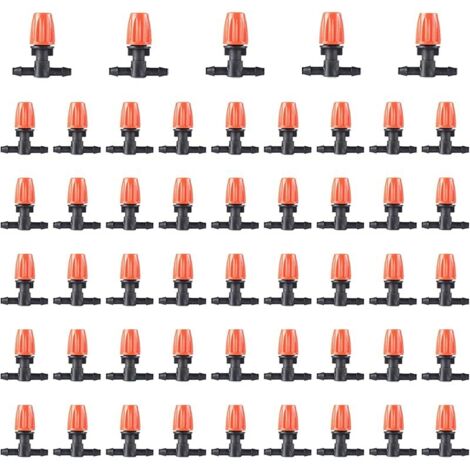 50pcs Goutteurs Arrosage Goutte à Goutte, Goutteur Irrigation Réglable, Micro Flow Drip Head Buses de Brouillard Dirrigation pour Jardins Potagers ou Massifs de Fleurs
