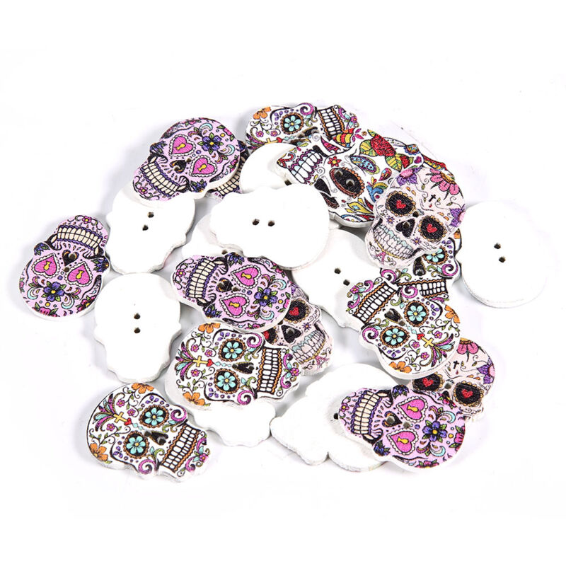 Image of Kkmoon - 50pcs Holzschädelknöpfe diy Bastelanschläge für Kleidung Dekoration Accessoires (Typ b)