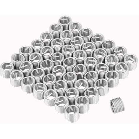 50pcs Insert de Réparation de Filetage, Helicoil M8, Insert Fileté, Inserts Filetés Hélicoïdaux en Fil d'acier Inoxydable M8 X 1,25 X 1,5D de Lueur