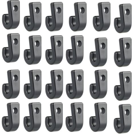 50Pcs Kayak J Crochets en Nylon Noir, Crochets d'Arrimage Kayaks en Plastique Durable, Crochets en Forme De J Pour Kayak Bungee Cordon Canoës Bateaux Paddle Board Yacht Canots Barque