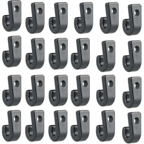 50Pcs Kayak J Crochets en Nylon Noir, Crochets d'Arrimage Kayaks en Plastique Durable, Crochets en Forme De J Pour Kayak Bungee Cordon Canoës Bateaux Paddle Board Yacht Canots Barque