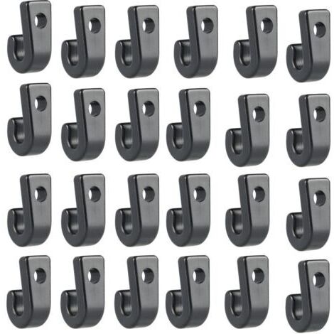 50Pcs Kayak J Crochets en Nylon Noir, Crochets d'Arrimage Kayaks en Plastique Durable, Crochets en Forme De J Pour Kayak Bungee Cordon Canoës Bateaux Paddle Board Yacht Canots Barque