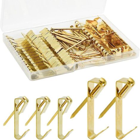 50pcs Kit De Support Pour Photo Cadre En Acier Inoxydable Attache Cadre Crochets De Suspension Photo Crochet Miroir  Suspendre Assortis Accroche T