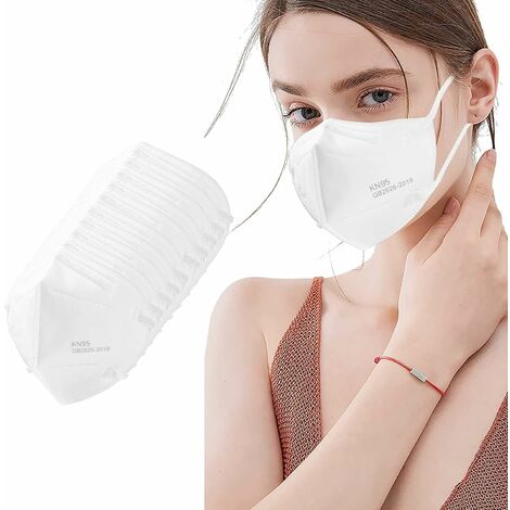 50pcs KN95 masque facial noir 5 couches tasse masques de sécurité anti-poussière efficacité du filtre ≥ 95% respirant boucles d'oreille élastiques masques blancs