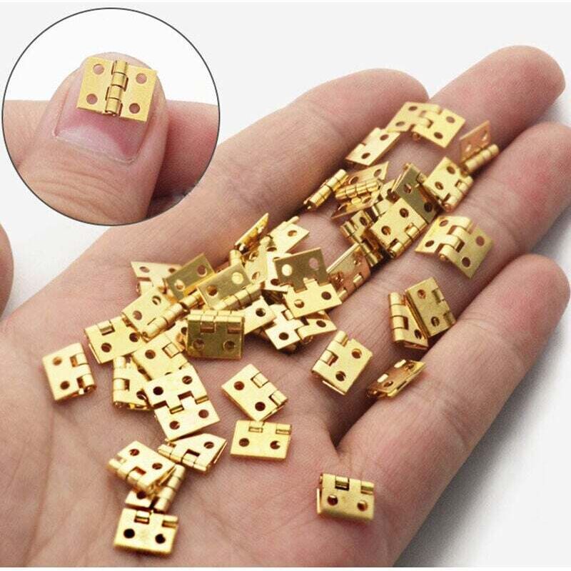 50pcs mini-charnières en laiton pour boîte à bijoux avec vis 200pcs petites charnières pour coffret en bois meuble(10X8mm)