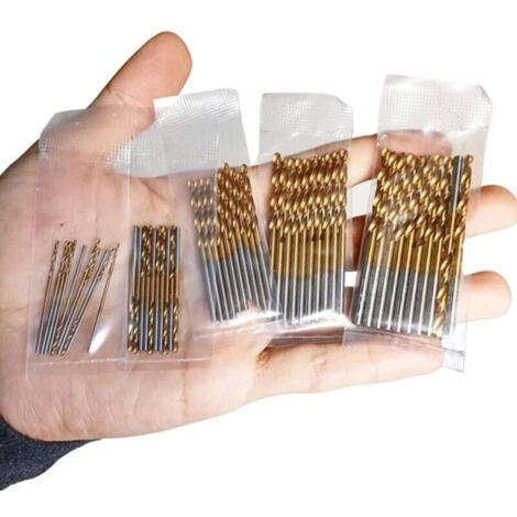 50pcs Mini Forets Hélicoïdaux en Acier Rapide avec Revêtement en Titane HSS Forets Hélicoïdaux 1.0/1.5/2.0/2.5/3.0mm Micro Drill Forets Bits Métrique pour Bois Plastique et Aluminium