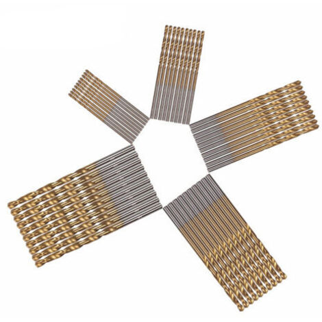 50pcs Mini Forets Hélicoïdaux en Acier Rapide avec Revêtement en Titane HSS Forets Hélicoïdaux 1.0/1.5/2.0/2.5/3.0mm Micro Drill Forets Bits Métrique pour Bois Plastique et Aluminium