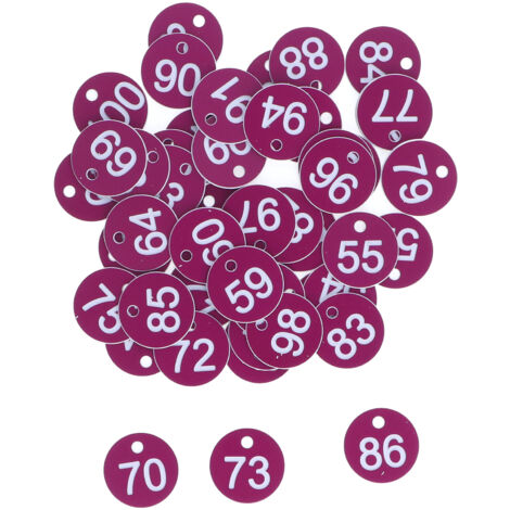 50Pcs Numbered Label Round Simple Beautiful Beehive Tag Breeding Supplies for Beekeeping Animal HusbandryNumbers 51 to 100 Purple
