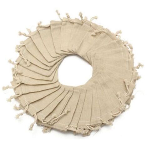 50pcs Petit Sac Pochette en Lin Naturel Jute Toile Sac Cadeau à Cordon