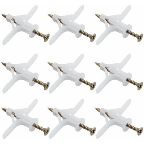 50pcs Plasterboard Anchors Sets Plastic Expansion Pipe Aircraft Self Drilling Expansion Tube Anchors Used for Most Lightweight Walls Plasterboard