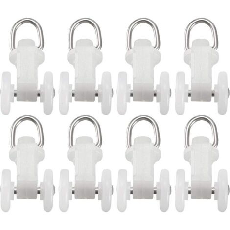 50pcs Plastic Curtain Track Rollers Dual Wheels Carriers Drapery Rail Sliding Glider for Windows Shower Curtains 12mm Wheel Diameter