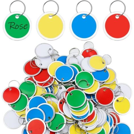 50pcs Porte Clef Etiquette Metal, 31mm Round Paper Tags Ronds Porte Clés Étiquettes pour Clés Rondes pour Bagages Sac à dos Clés de Voiture et Clés de Porte